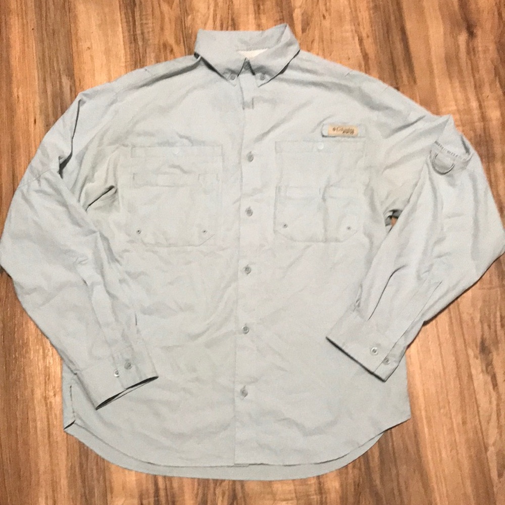 Columbia performance fishing gear blue shirt